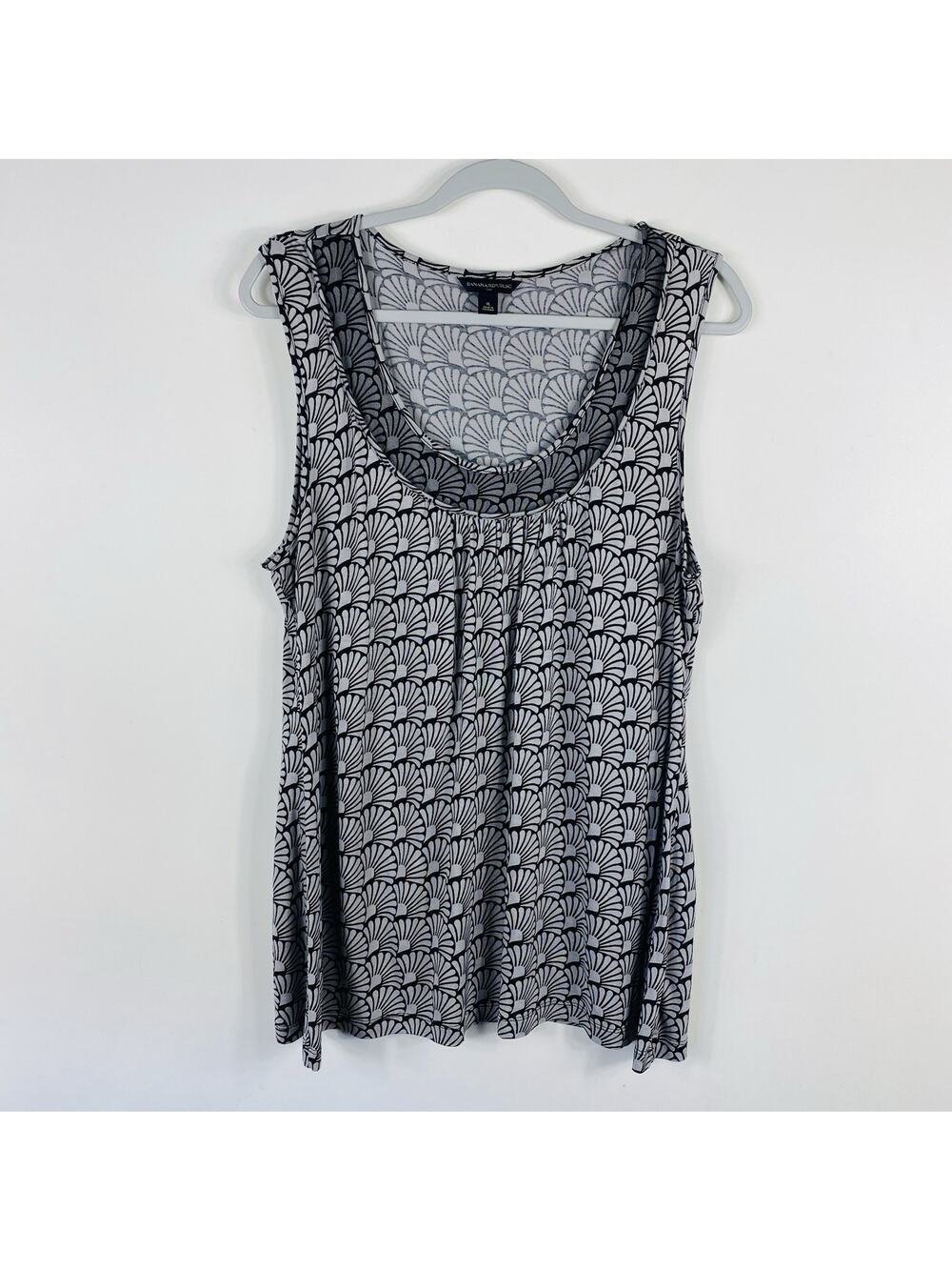 Banana Republic Tank Top Women's XL Printed Sleeveless Stretch Casual Gray Black